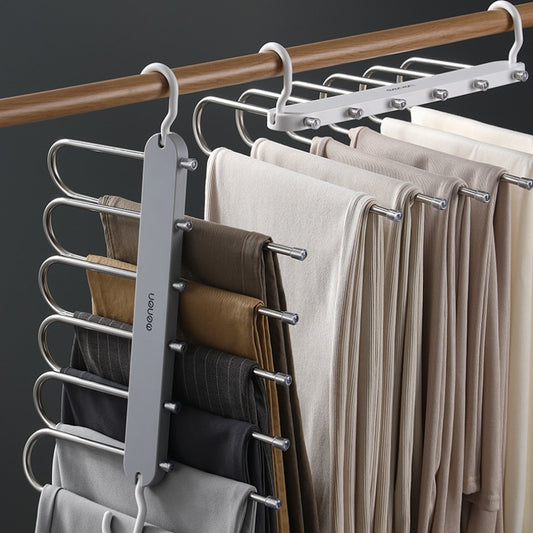 Multi-functional 6 in 1 Pants Hanger For Clothes Rack Adjustable Closet Organize